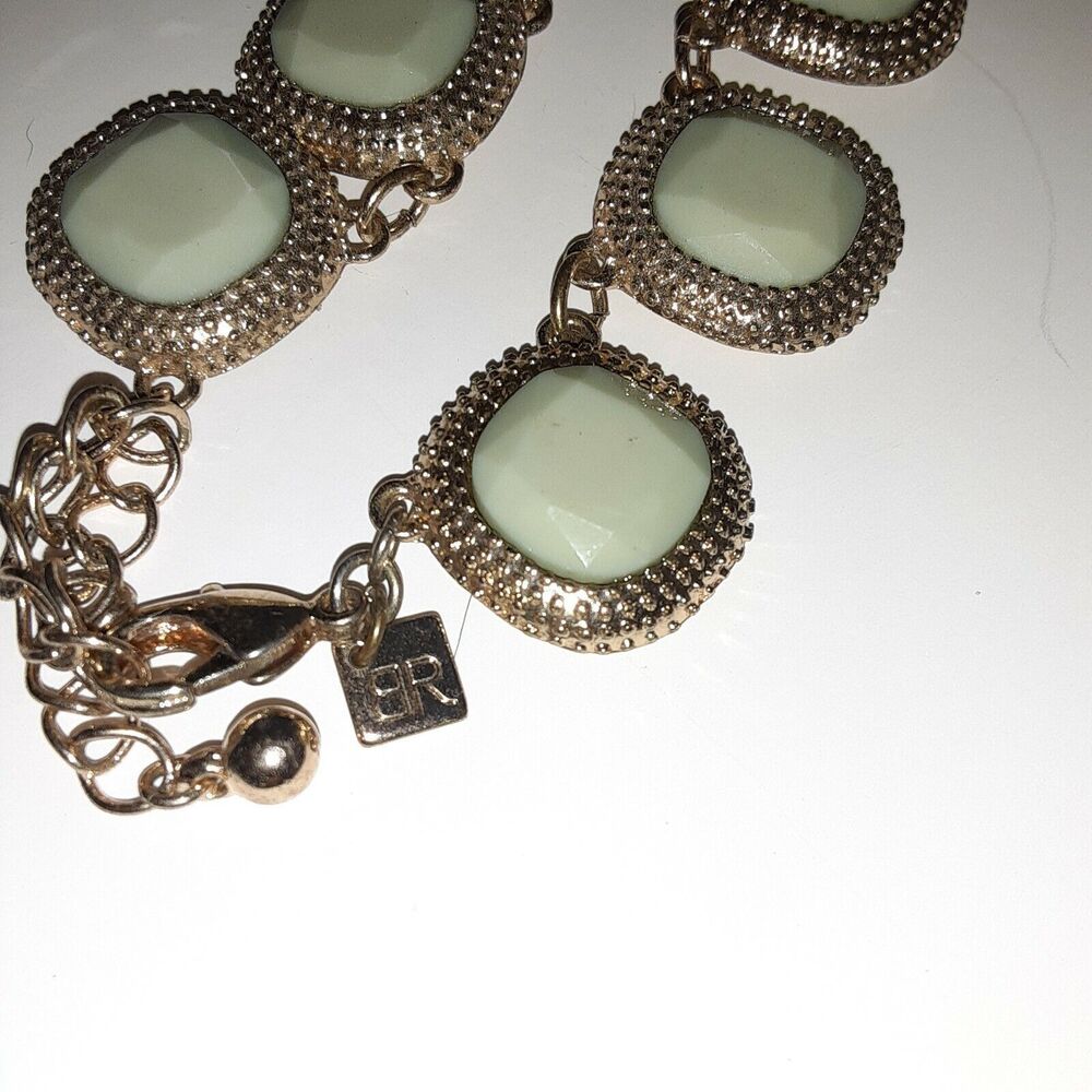 BANANA REPUBLIC chunky sim rhinestone necklace sea Foam Green Goldtone